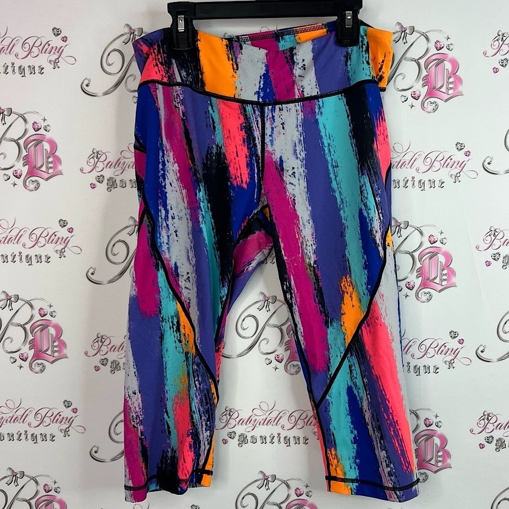 Zella crop pants tights splatter style cropped pants Multicolor Leggings